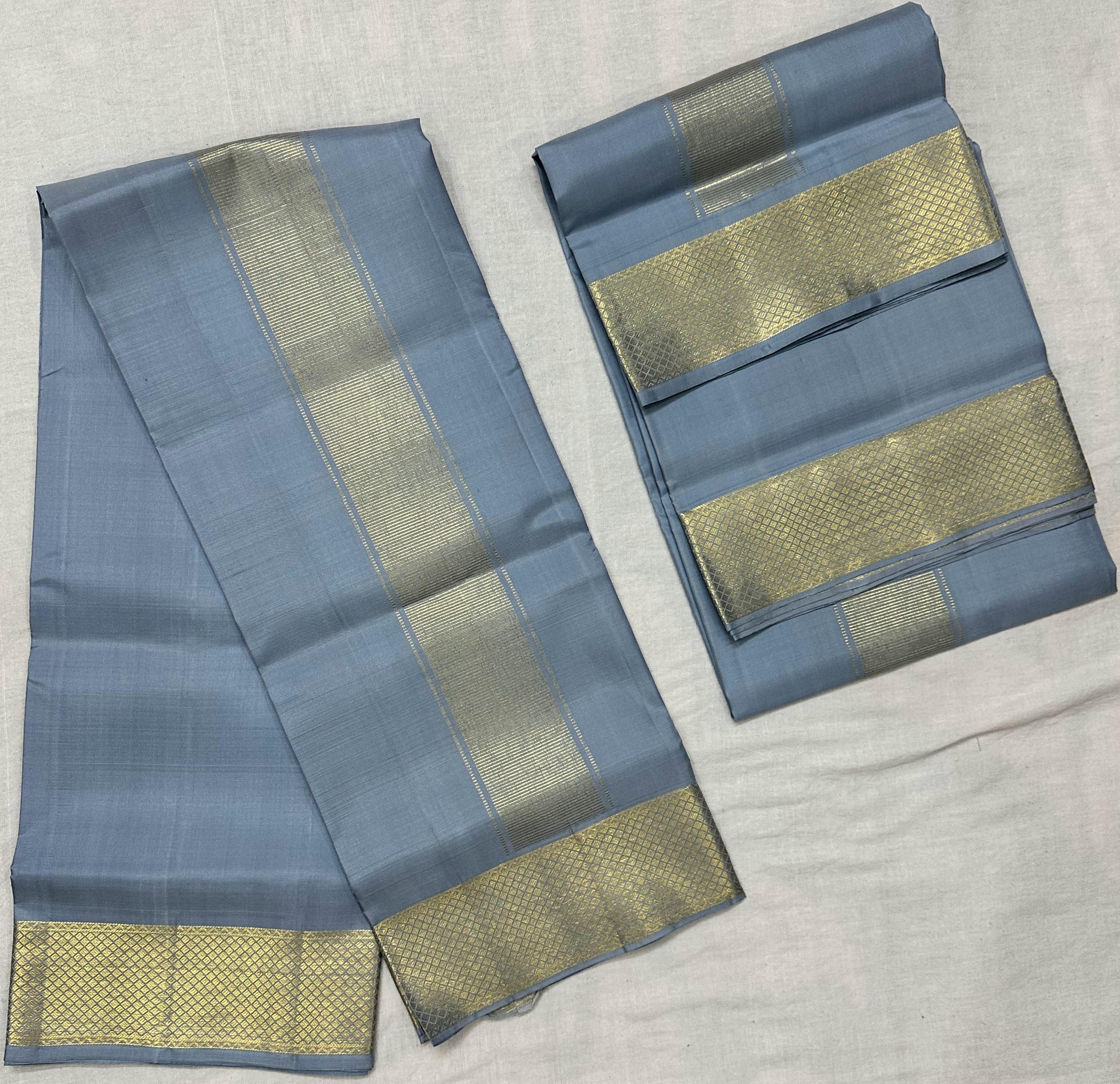 Dharmavaram Gold Pure Silk Dhothi & Angavastram Set with Gold-Tone Zari